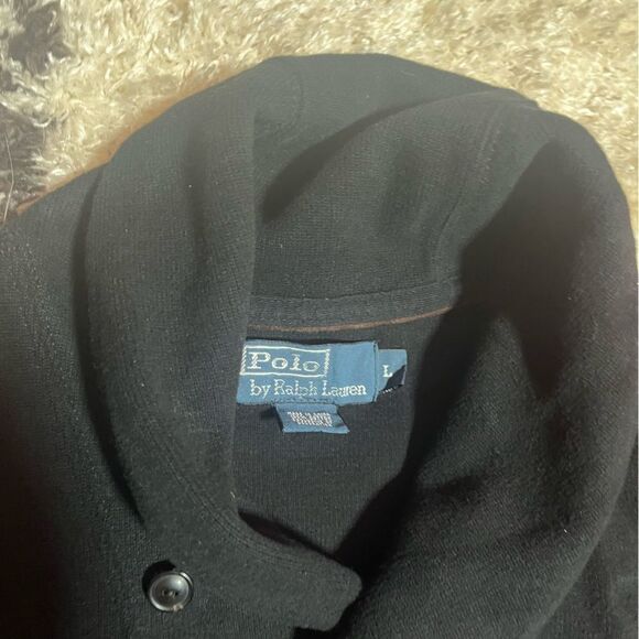 Polo by Ralph Lauren Black Men's Shawl Neck Pulloverr - Picture 3 of 4